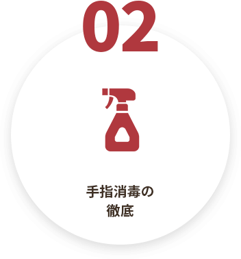 手指消毒・使用器具等消毒の徹底